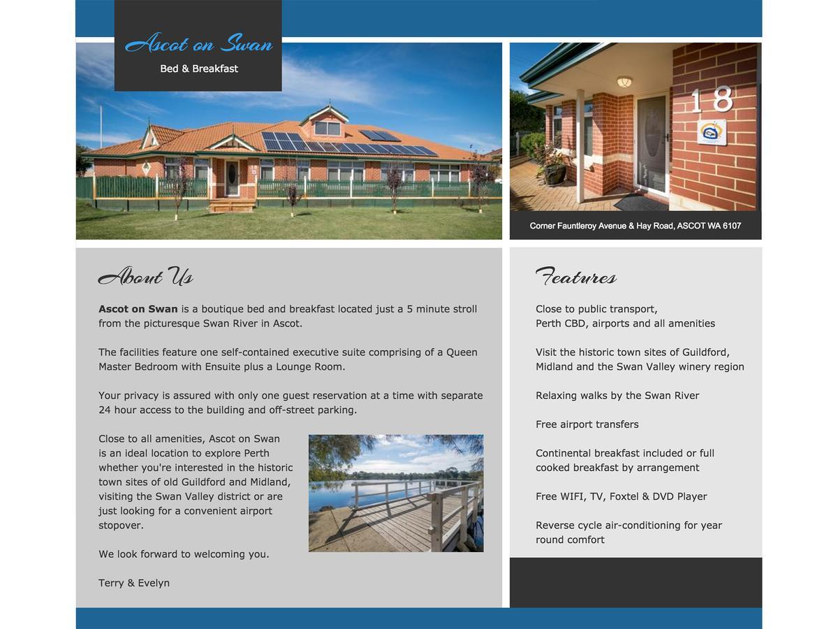 Ascot On Swan Bed & Breakfast Perth Exterior foto